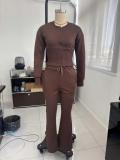 Zipper cardigan straight leg pants set A1005088466922