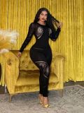 Hollow out rhinestone long sleeved jumpsuit A1063583472977