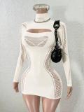 Hollow out ultra short hip hugging dress A1051097645898