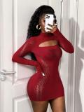 Hollow out ultra short hip hugging dress A1051097645898