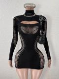 Hollow out ultra short hip hugging dress A1051097645898