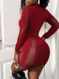 Hollow out ultra short hip hugging dress A1051097645898