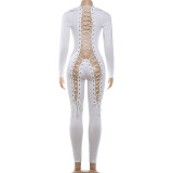 Bareback tied rope tight fitting hip lifting jumpsuit K6Q19675A