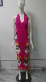 Sleeveless color blocked pleated knitted hip hugging dress Y00511