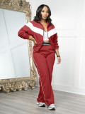 Zipper cardigan elastic waistband long pants two-piece set AL376