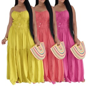 Strap sleeveless dress Bohemian cake skirt AL349