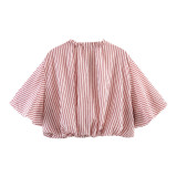 Striped bow top+elastic leggings 1051649734600-40055792596