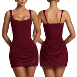 Strapless shoulder strap short dress A997961453409