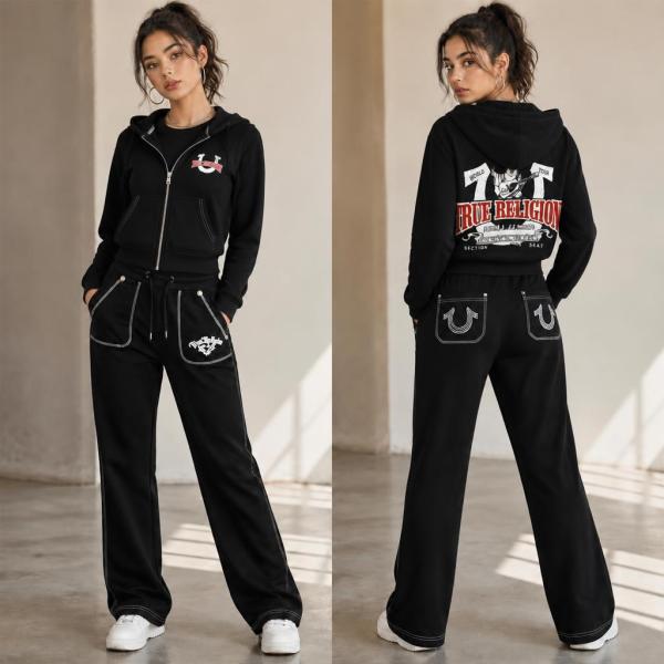 Zipper long sleeved sweatshirt hooded sports set FC1528