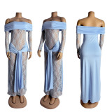 Perspective lace one shoulder dress, long skirt ZY6297