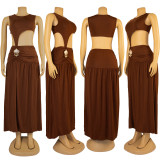 Pleated slit party dress dress ZY6352