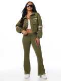 Two piece set of workwear jacket, micro flared pants RM8045