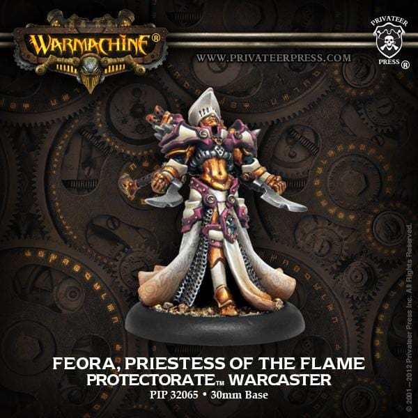 Warmachine The Protectorate of Menoth Warcasters Feora, Priestess of the Flame