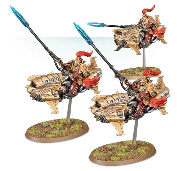 Adeptus Custodes Vertus Praetors / Shield-Captain on Dawneagle Jetbike