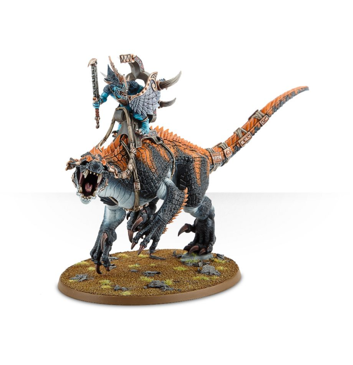 Saurus Oldblood On Carnosaur / Skink Oracle on Troglodon / Saurus Scar-Veteran on Carnosaur