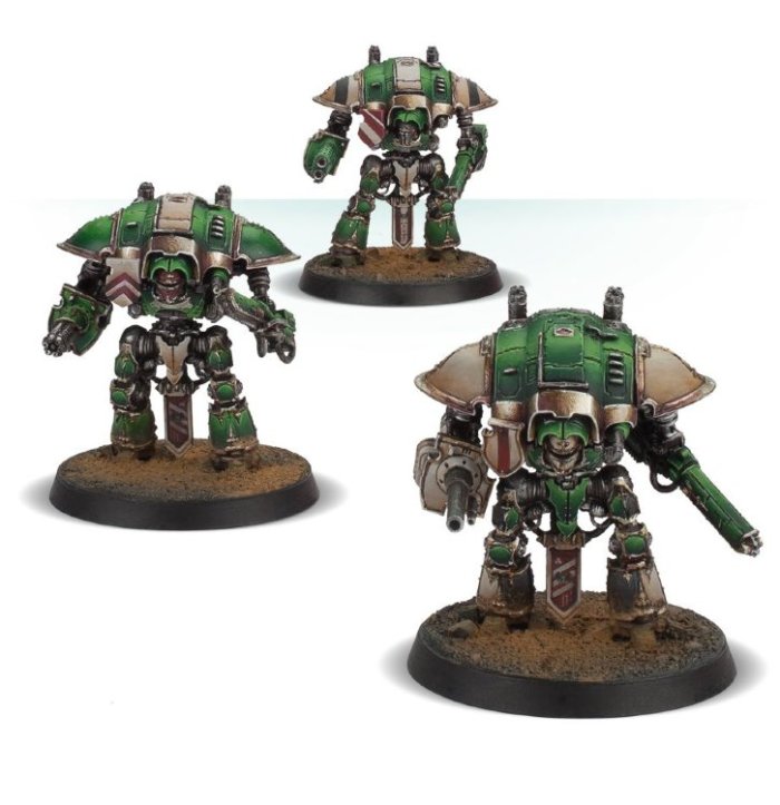Adeptus Titanicus: Questoris Knights with Thunderstrike Gauntlets and Rocket Pods