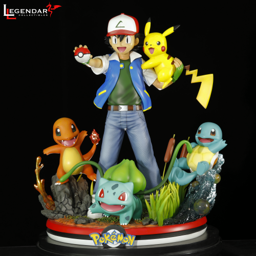 【Pre order】Legendary Collectibles Pokemon Ash Ketchum pikachu Charmander Squirtle Bulbasaur 1/4 Resin Statue Deposit