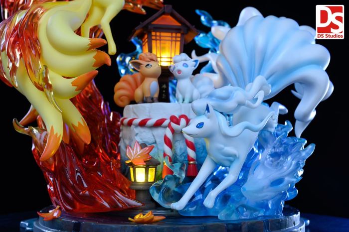 Statue Résine Pokémon Moon Shadow Studio – Alolan Ninetales & Vulpix, édition Collection 2024