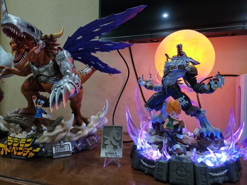 【In Stock】DIMWNSION POWER Studio Digital Monster WereGarurumon with Ishida Yamato Resin Statue