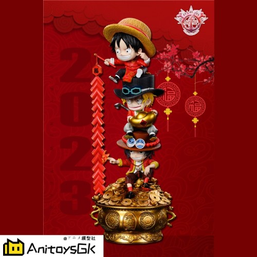 【Pre order】HZ Studio One Piece Luffy&Ace&Sabo Three brothers Happy New Year Resin Statue 