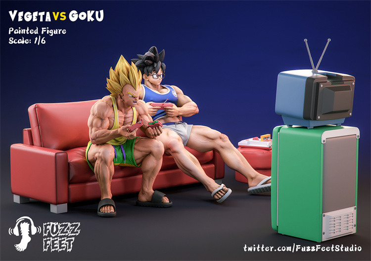 【In Stock】FuzzFeet Studio Dragon Ball computer game Son Goku Vs Vegeta 1/6 Resin Statue