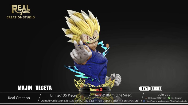 【In Stock】REAL Studio 1:1 Majin Vegeta bust With LED