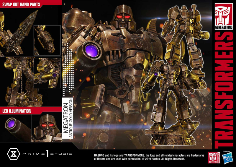 【In Stock】Prime 1 Studio - Transformers Generations I: Antique Gold Megatron (Copyright)