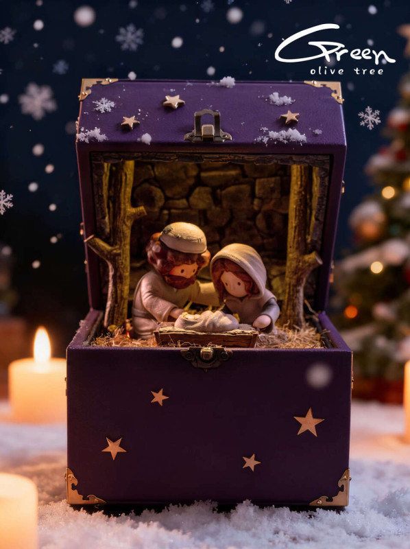 【Pre order】Green Olive Tree Studio - Christmas Story Nativity Music box