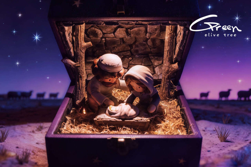 【Pre order】Green Olive Tree Studio - Christmas Story Nativity Music box