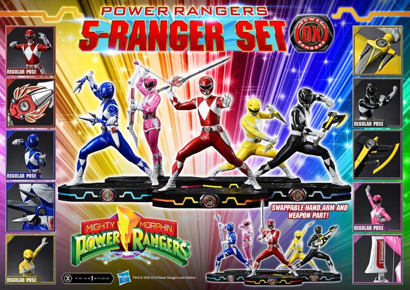 【Pre order】Prime 1 Studio Mighty Morphin Power Rangers 5-Ranger Set PMPWR-01