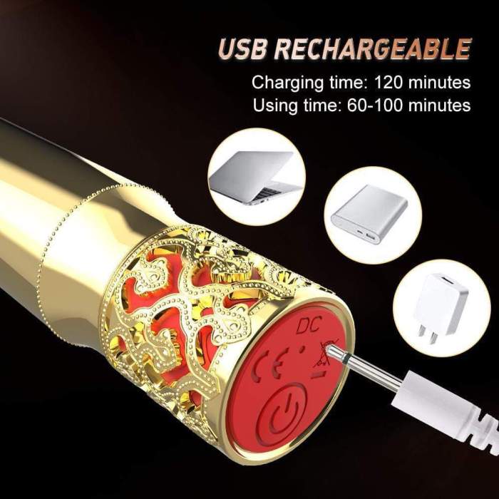 Unique Craft Carved Golden Bullet Vibrator,A Handicraft