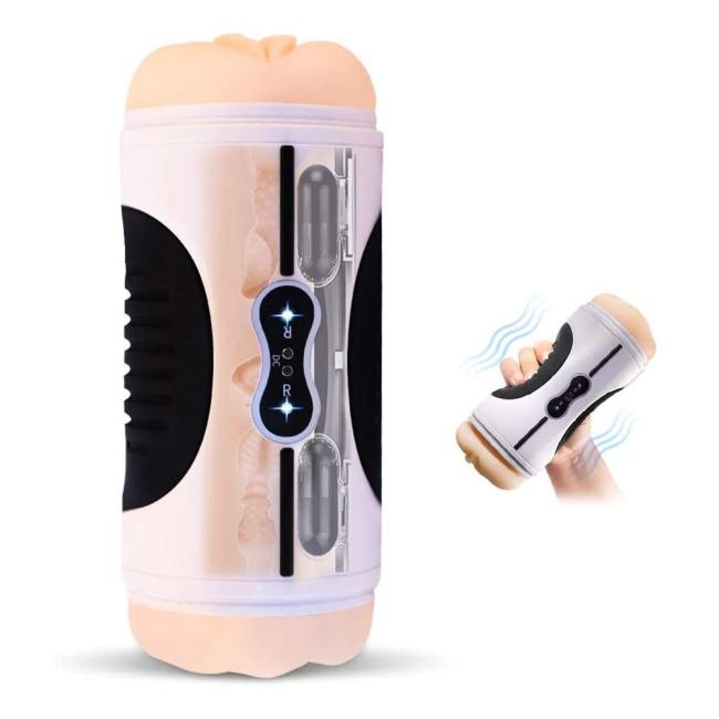 2 In 1 Two Motor 12 Vibration Pussy Anus Male Masturbator