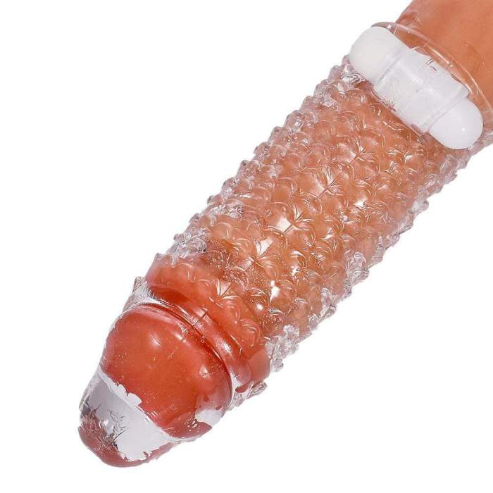 5.5 Inch Transparent thicken lengthen vibrating penis sleeve
