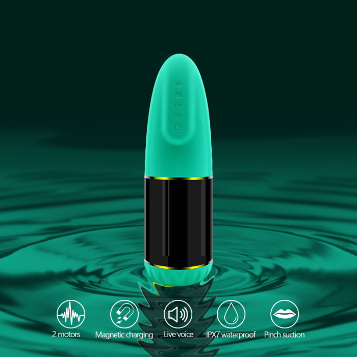 Bullet-shaped Silicone Exterior Sucking Vibration Masturbator