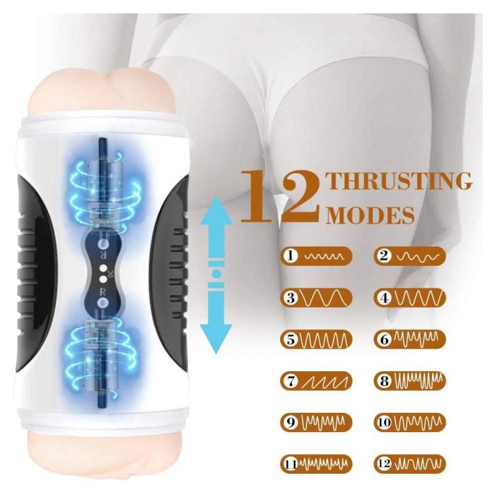 2 In 1 Two Motor 12 Vibration Pussy Anus Male Masturbator