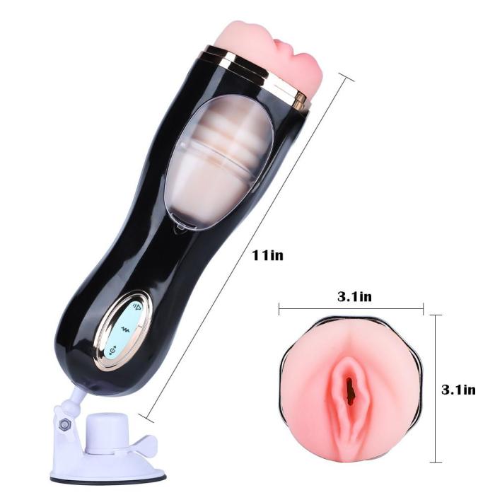 WANLE Vibrating Thrusting Suction Cup Pussy Male Masturbator