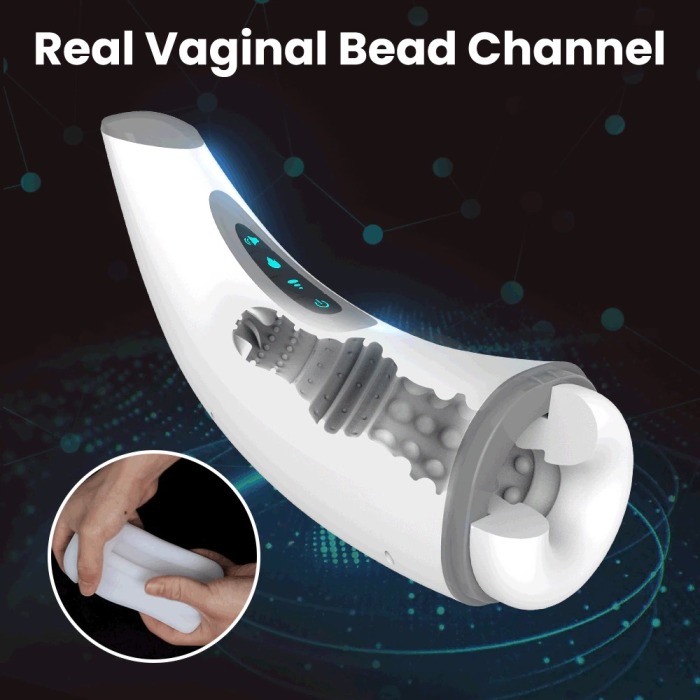 Curved Handle 7 Vibrating 3 Sucking Heating Masturbator
