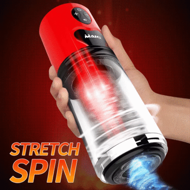Telescopic Rotating Masturbator with Interactive Voice