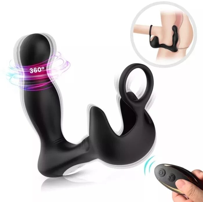 3IN1 9 Vibration 3 Wiggle Motion Dual Motors Prostate Massager with Cock Ring 3IN1 9 Vibration 3 Wiggle Motion Dual Motors Prostate Massager with Cock Ring