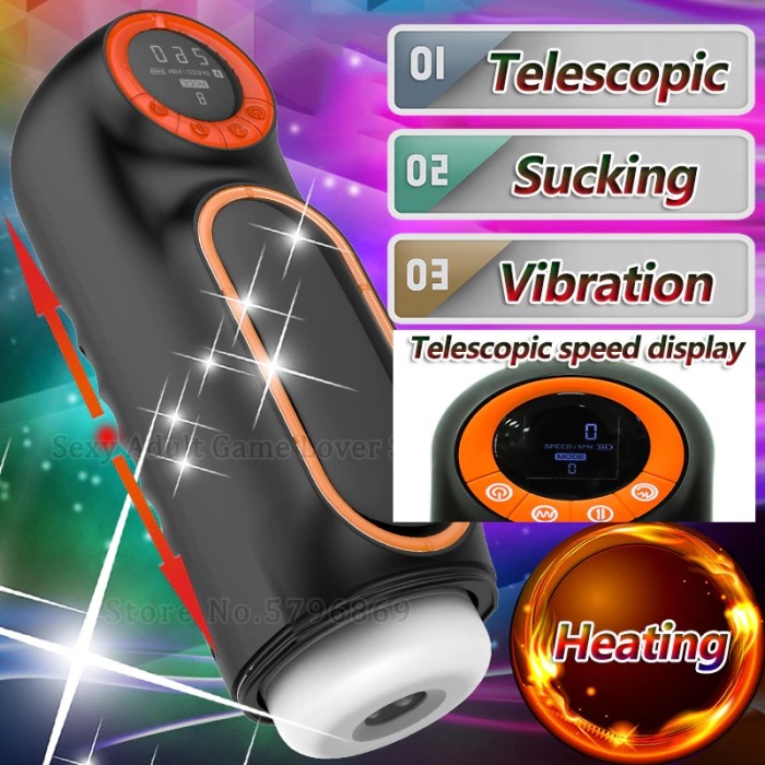 Automatic Telescopic Sucking Heating Male Masturbator 