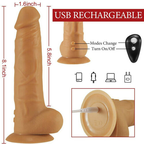 7 Thrusting 1800r/min Realistic Telescopic Vibrating Dildo