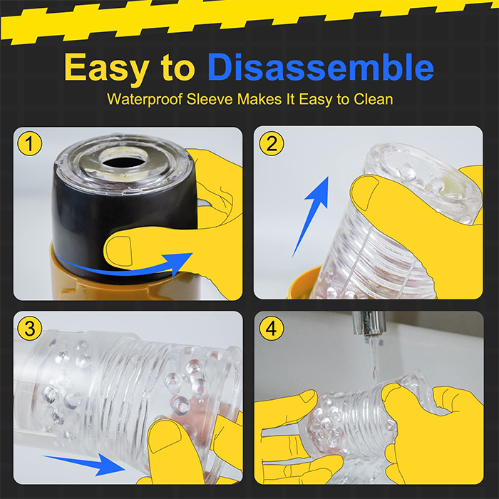 Dark Knight Adjustable Telescopic Rotating Male Masturbator-Yellow