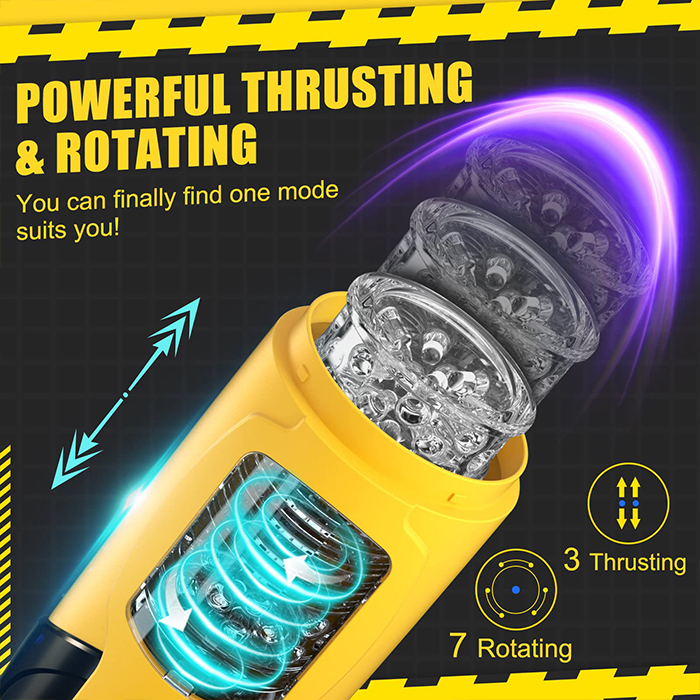 Dark Knight Adjustable Telescopic Rotating Male Masturbator-Yellow