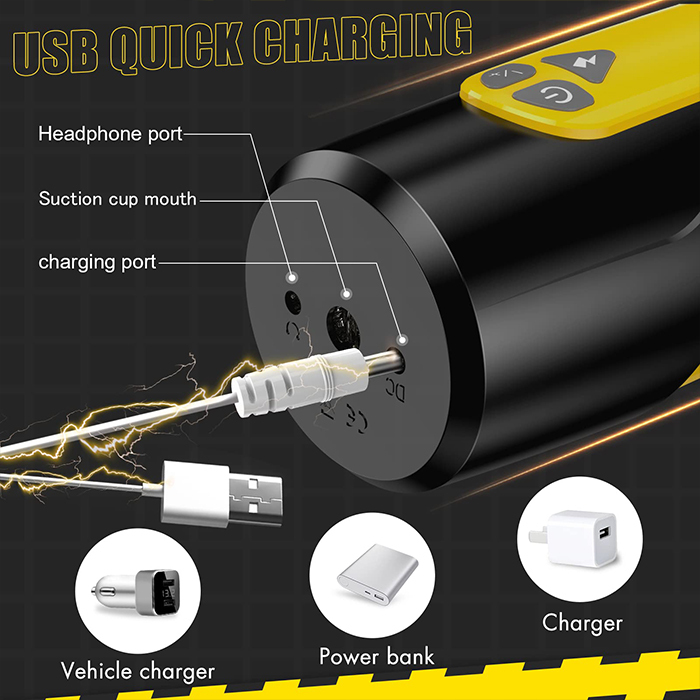 Dark Knight Adjustable Telescopic Rotating Male Masturbator-Yellow