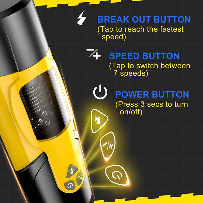 Dark Knight Adjustable Telescopic Rotating Male Masturbator-Yellow