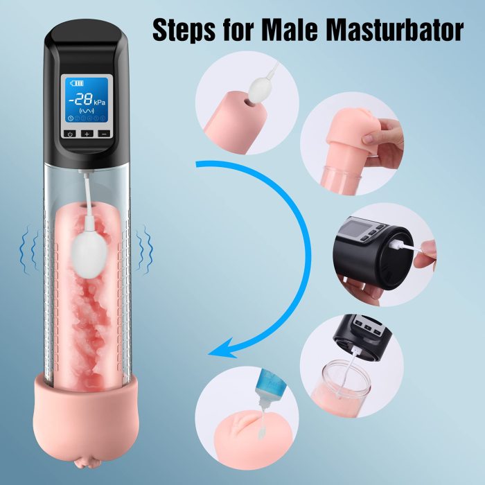 6 Suction 9 Vibration Electric Vacuum Penis Pump with Pocket Pussy