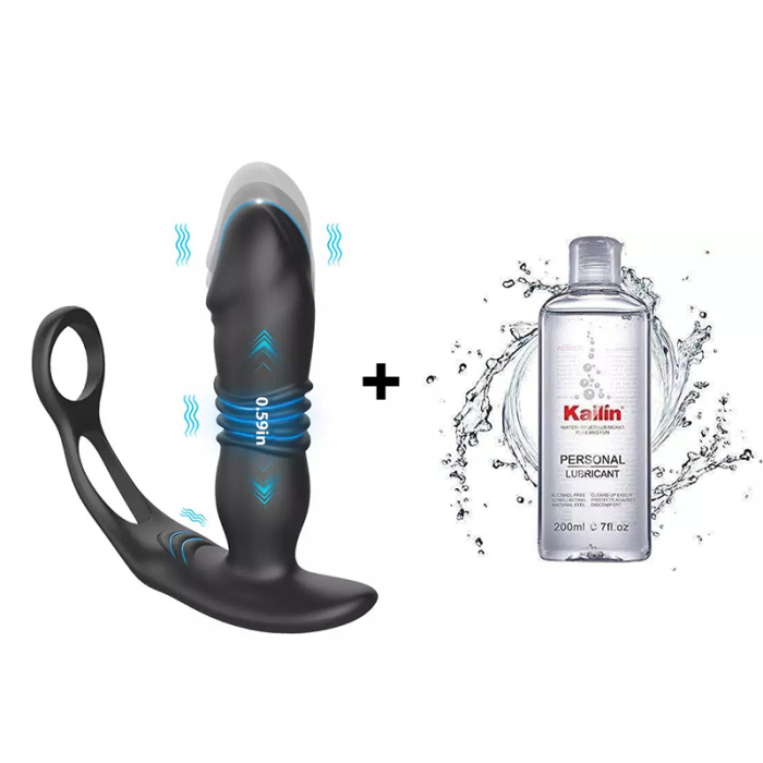 12 Vibrating 3 Thrusting  Dual Cock Rings Prostate Massager