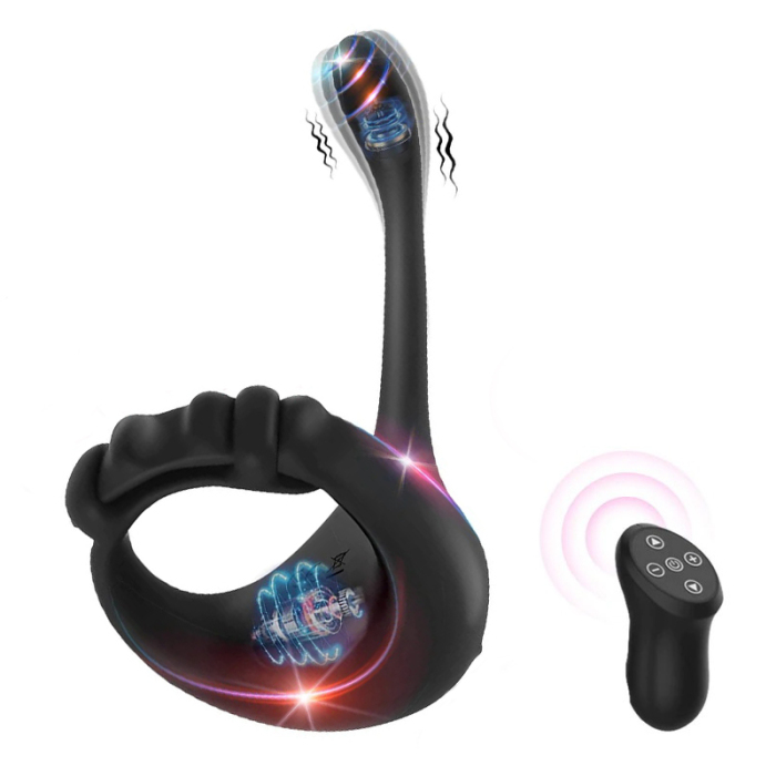 Dual Stimulation Remote Control 10 Vibrating Cock Ring With Bullet