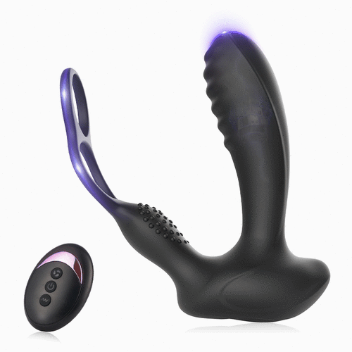 10 Vibrating Smart Heated Multifunctional Prostate Massager with Dual Cock Rings