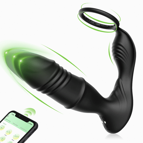 APP/Controller & 9-Telescopic / Vibration & Penis Ring Locking Prostate Massager